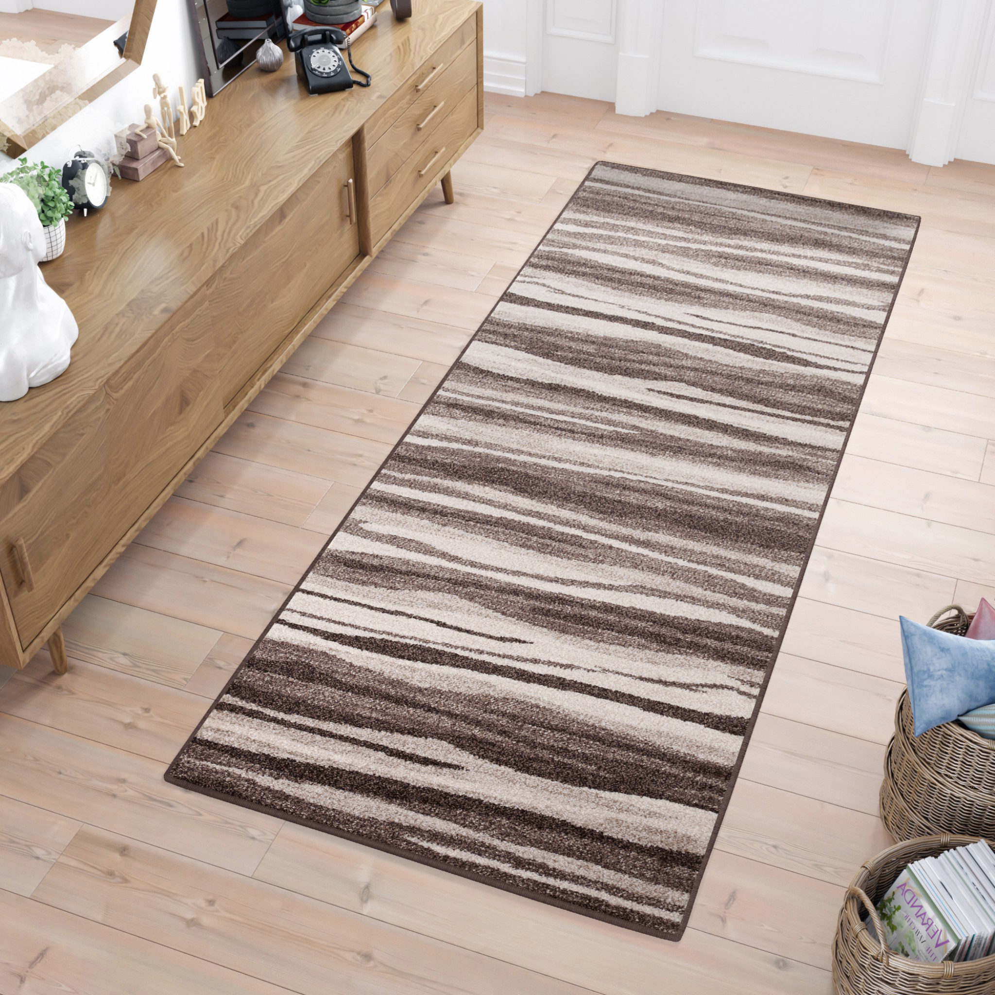 Tapis de couloir Sari Marron Rayures