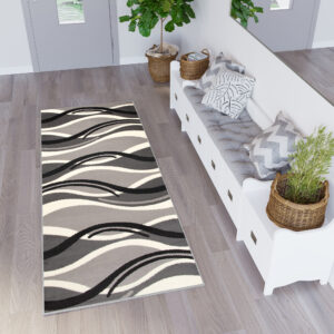 Tapis de couloir Dream Gris Foncé Crème Ondes