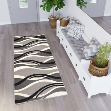 Tapis de couloir Dream Gris Foncé Crème Ondes