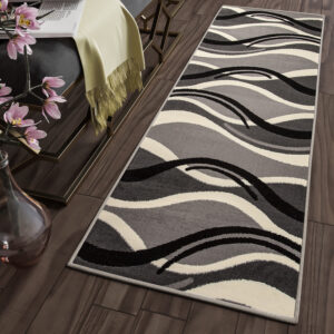 Tapis de couloir Dream Gris Foncé Crème Ondes