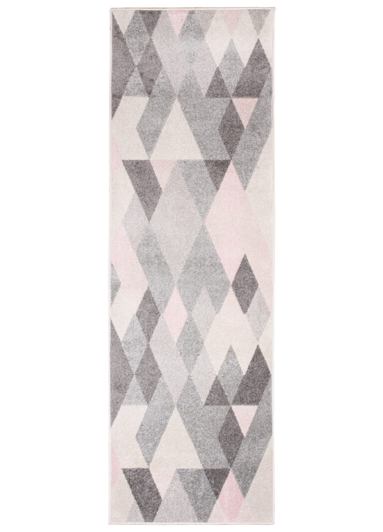 Tapis de couloir Lazur Gris Rose Triangles