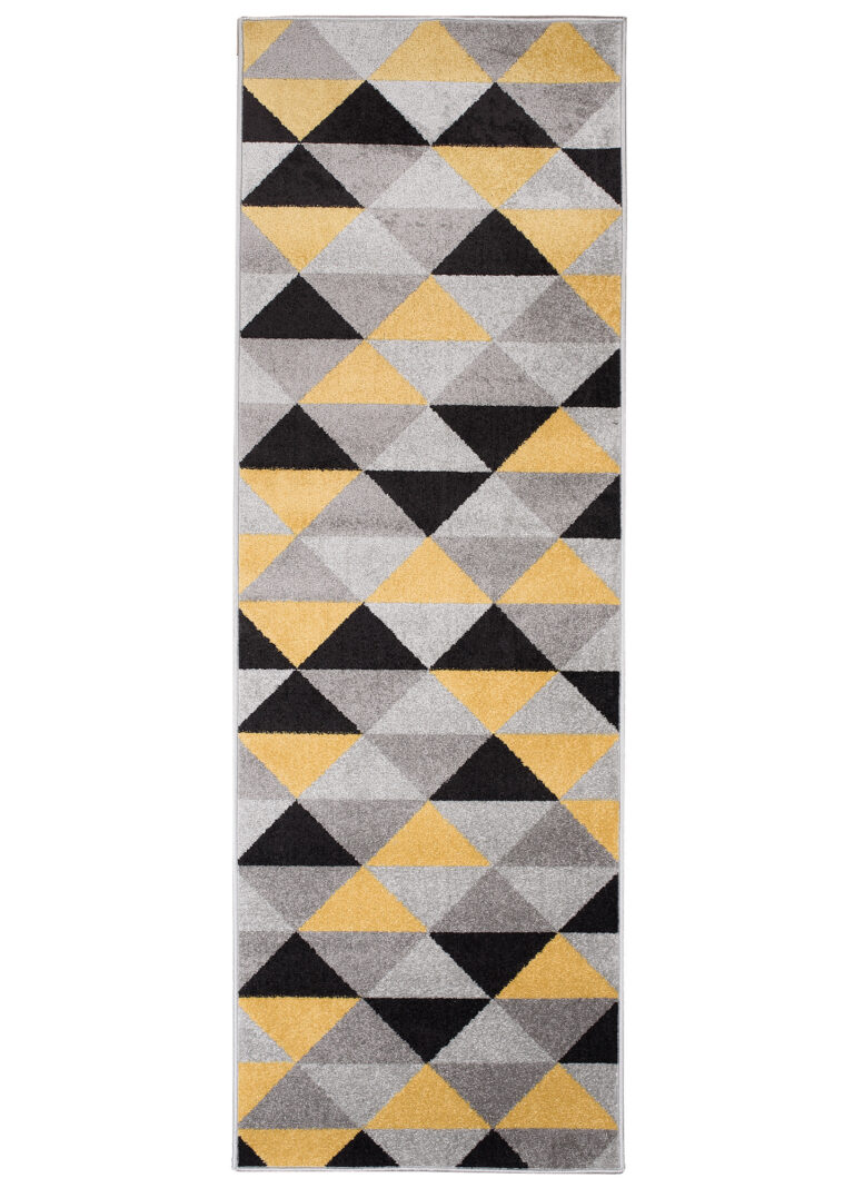 Tapis de couloir Lazur Gris Jaune Triangles