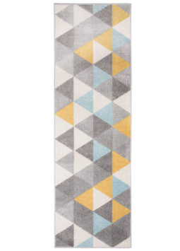 Tapis de couloir Lazur Gris Jaune Turquoise Triangles