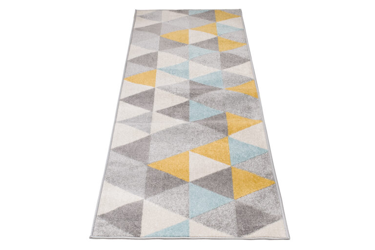 Tapis de couloir Lazur Gris Jaune Turquoise Triangles