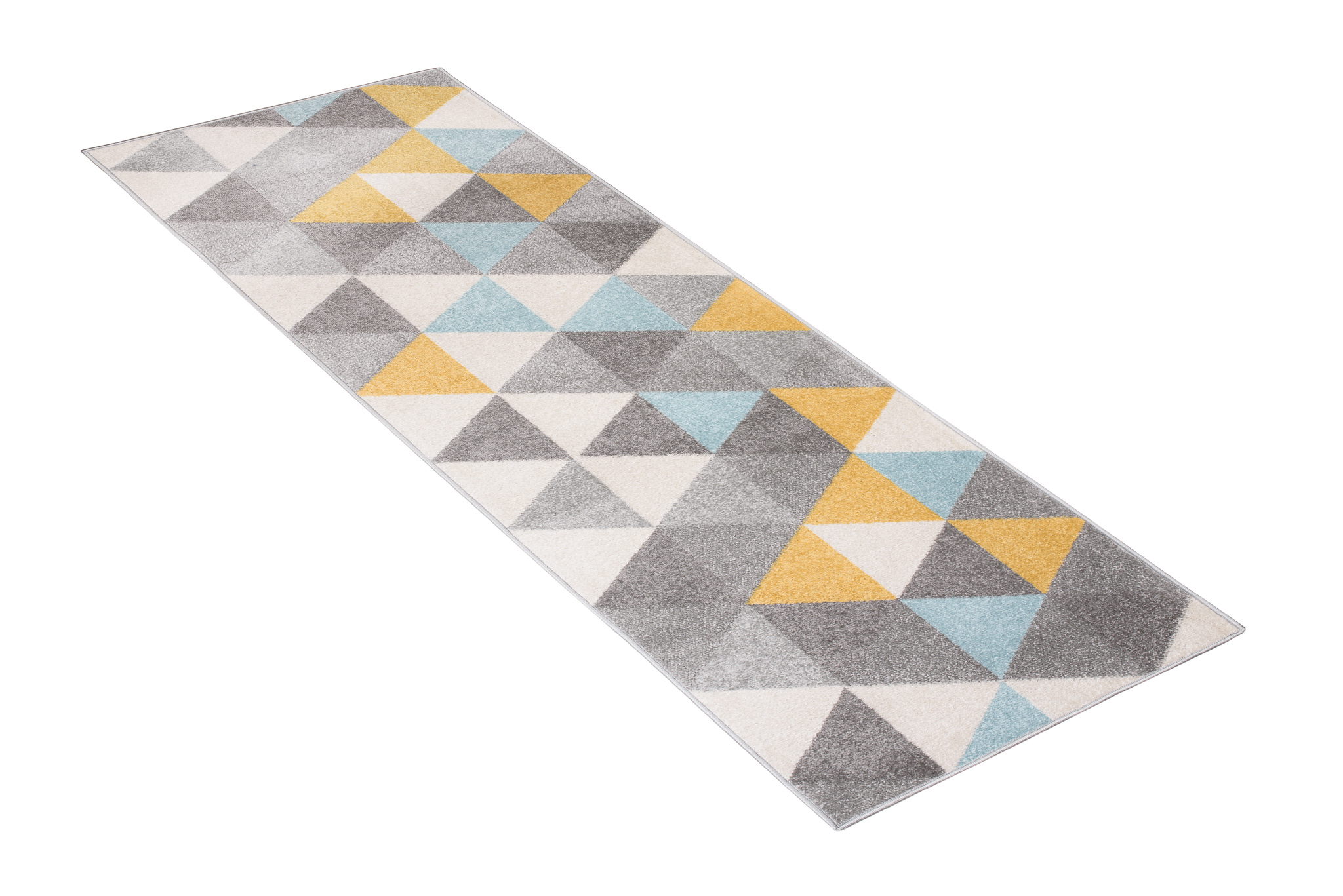 Tapis de couloir Lazur Gris Jaune Turquoise Triangles