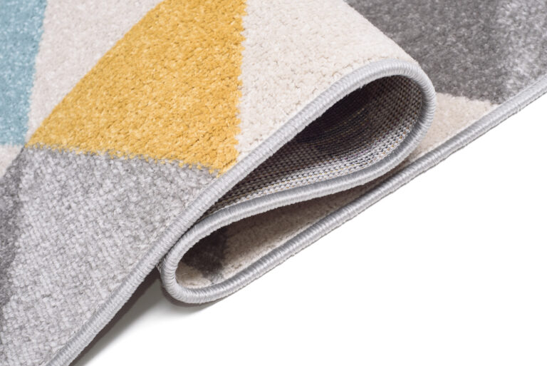 Tapis de couloir Lazur Gris Jaune Turquoise Triangles