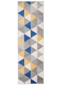 Tapis de couloir Lazur Gris Jaune Bleu Triangles