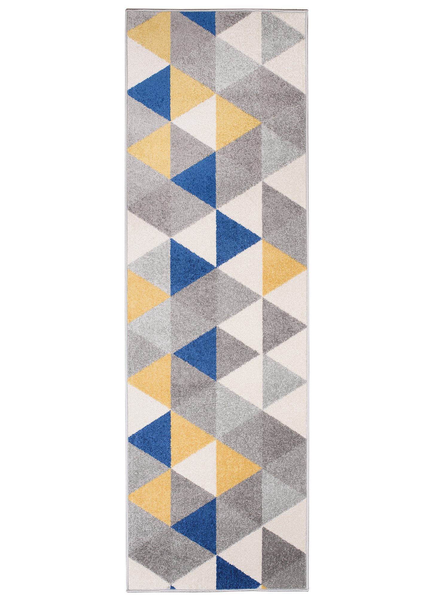 Tapis de couloir Lazur Gris Jaune Bleu Triangles