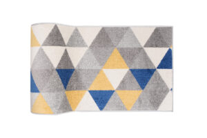 Tapis de couloir Lazur Gris Jaune Bleu Triangles