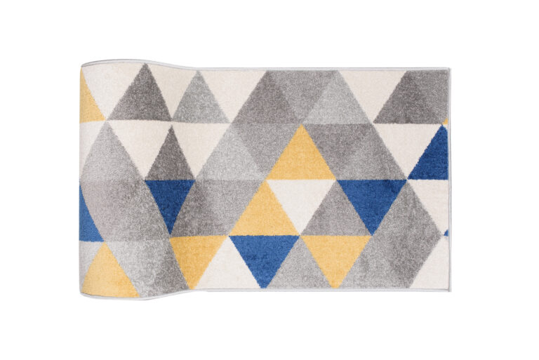 Tapis de couloir Lazur Gris Jaune Bleu Triangles