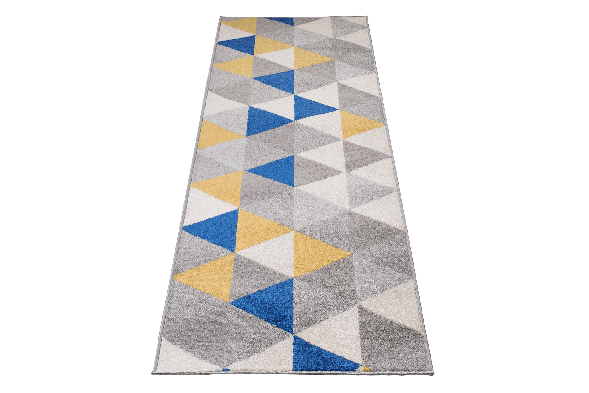 Tapis de couloir Lazur Gris Jaune Bleu Triangles