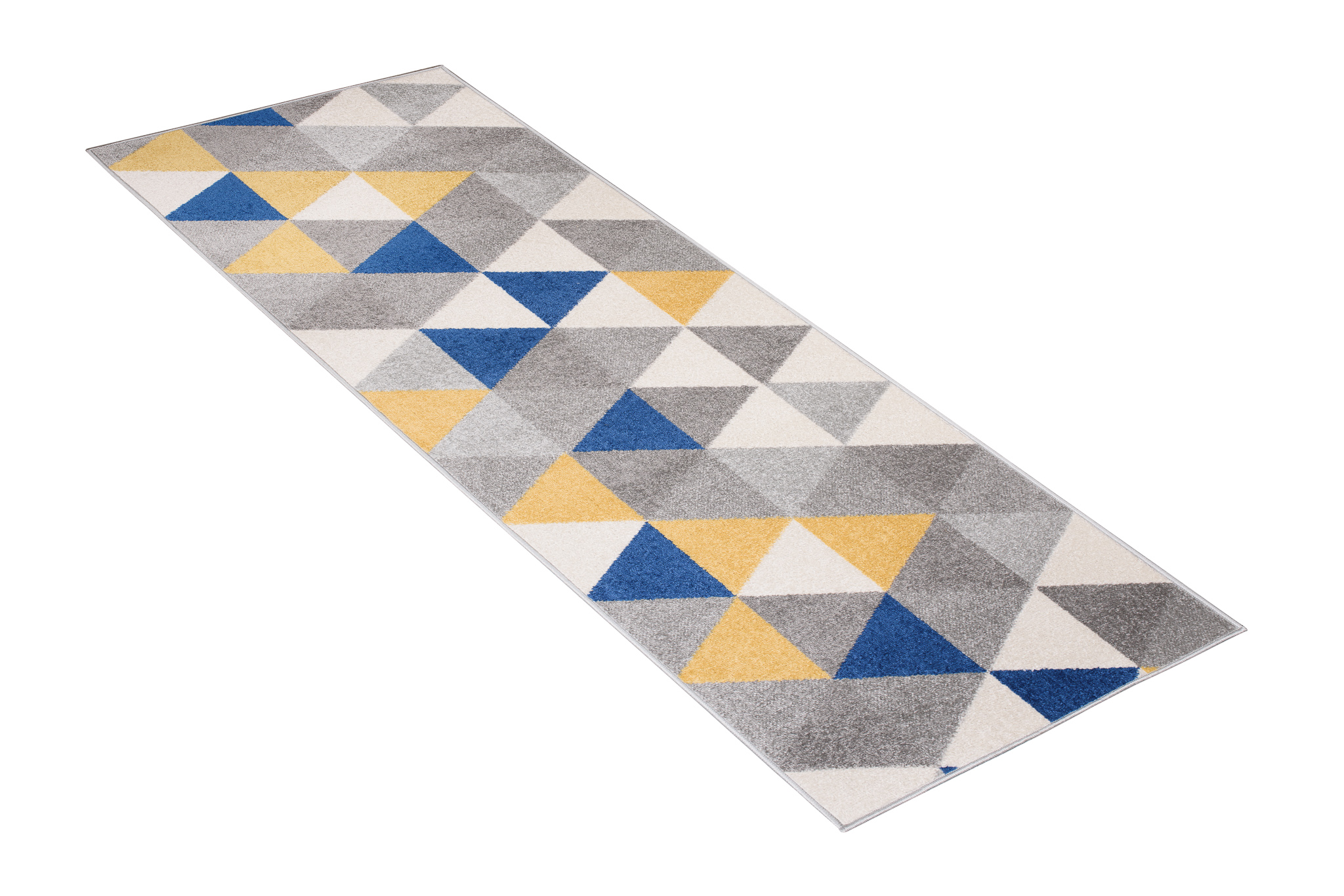 Tapis de couloir Lazur Gris Jaune Bleu Triangles