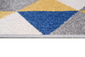 Tapis de couloir Lazur Gris Jaune Bleu Triangles