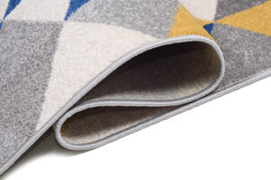 Tapis de couloir Lazur Gris Jaune Bleu Triangles
