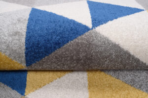 Tapis de couloir Lazur Gris Jaune Bleu Triangles