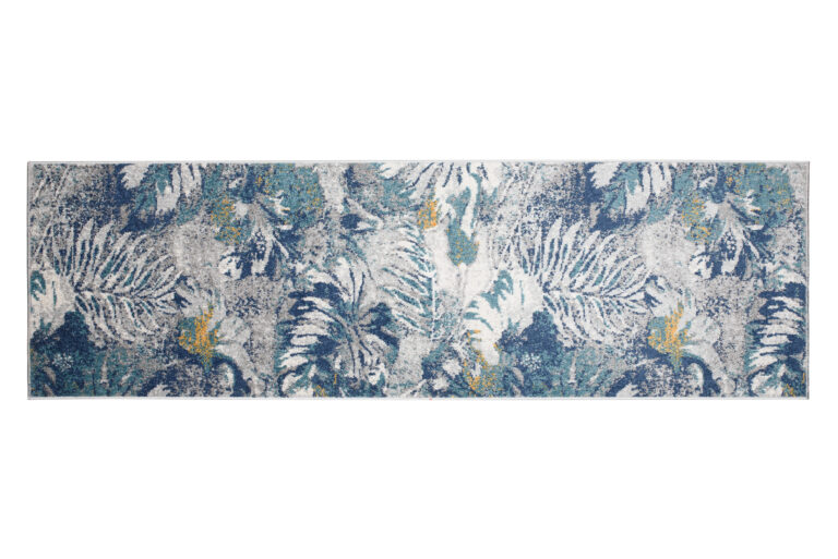 Tapis de couloir Lazur Bleu Marine Feuilles