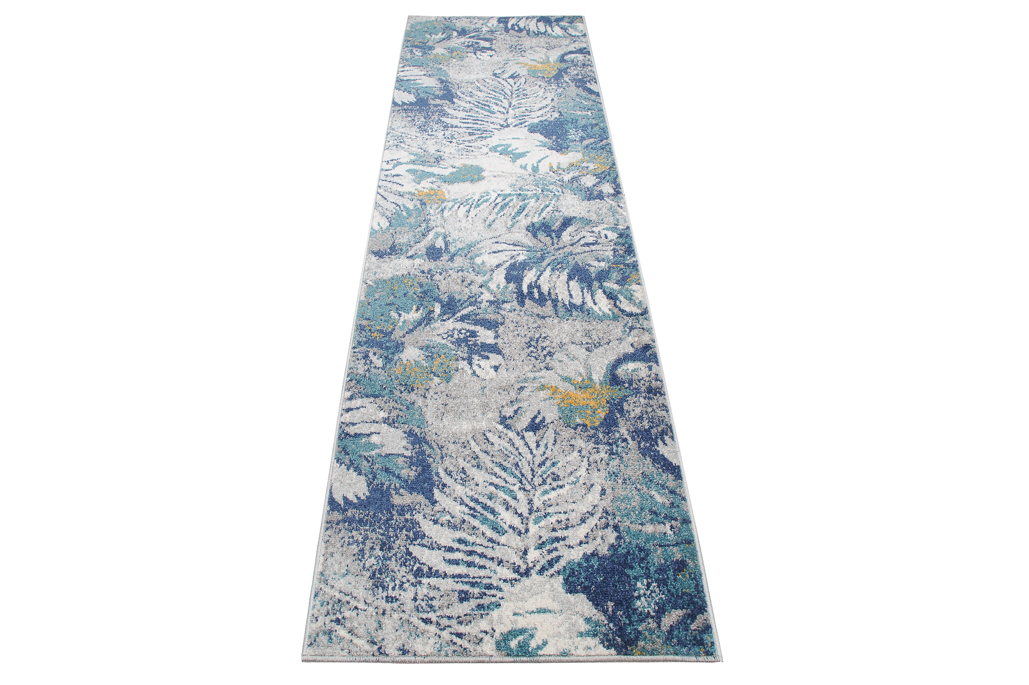 Tapis de couloir Lazur Bleu Marine Feuilles