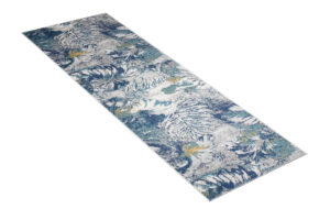 Tapis de couloir Lazur Bleu Marine Feuilles