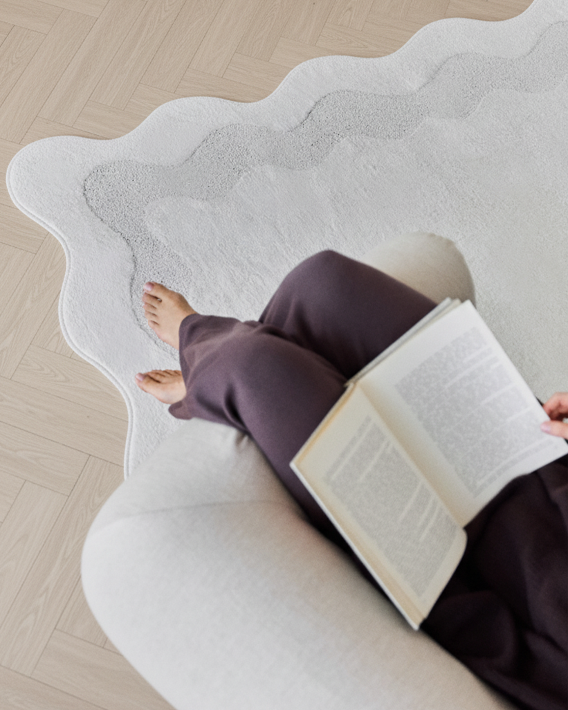 Tapis Terra Crème Vague Forme Irrégulière