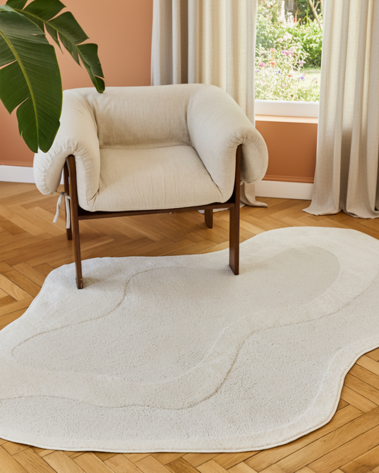 Tapis Terra Crème Forme Irrégulière