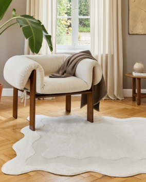Tapis Terra Crème Vague Forme Irrégulière