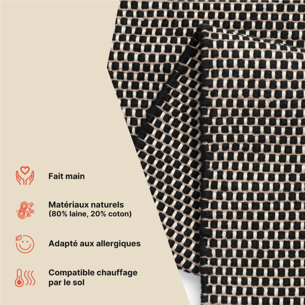 Tapis Laine Loni Noir
