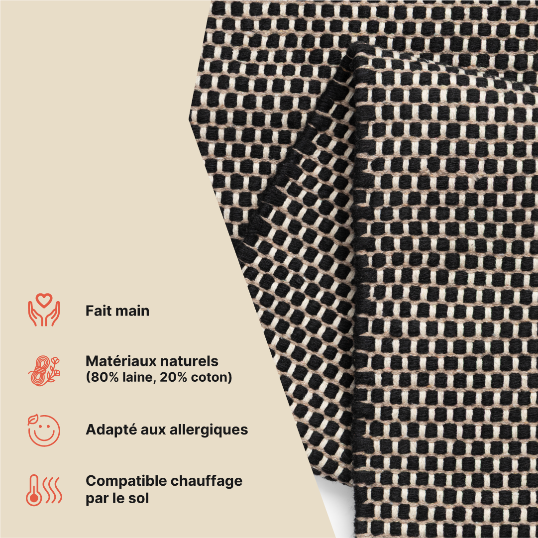 Tapis Laine Loni Noir