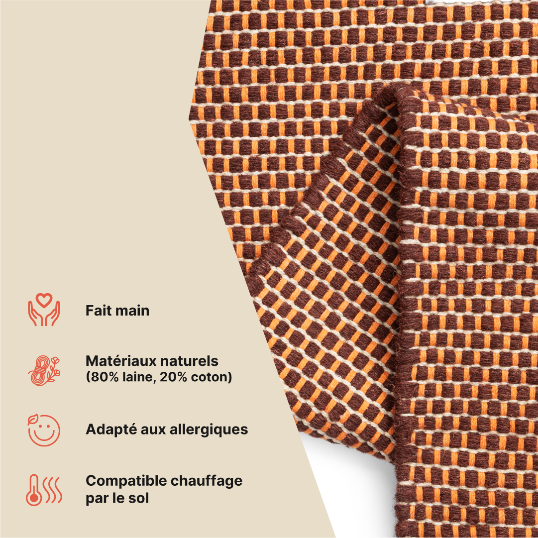 Tapis Laine Loni Brun Foncé