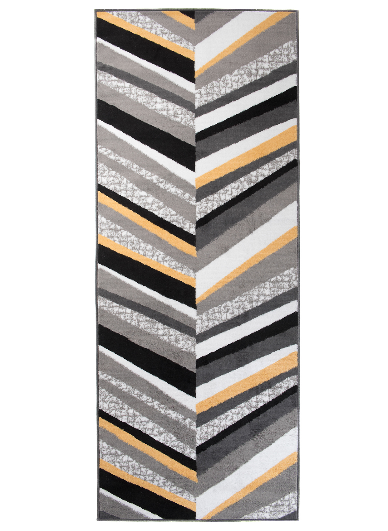 Tapis de Couloir Maya Gris Jaune Géométrique à Rayures