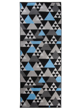 Tapis de Couloir Maya Gris Bleu Géométrique à Triangles