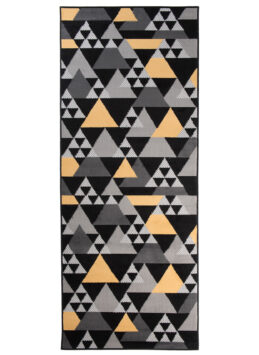 Tapis de Couloir Maya Gris Jaune Géométrique à Triangles