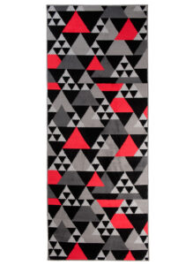 Tapis de Couloir Maya Gris Rouge Géométrique à Triangles