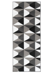 Tapis de Couloir Maya Gris Noir Géométrique à Carrés