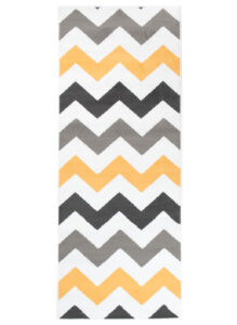 Tapis de Couloir Maya Gris Jaune Géométrique en Zigzag