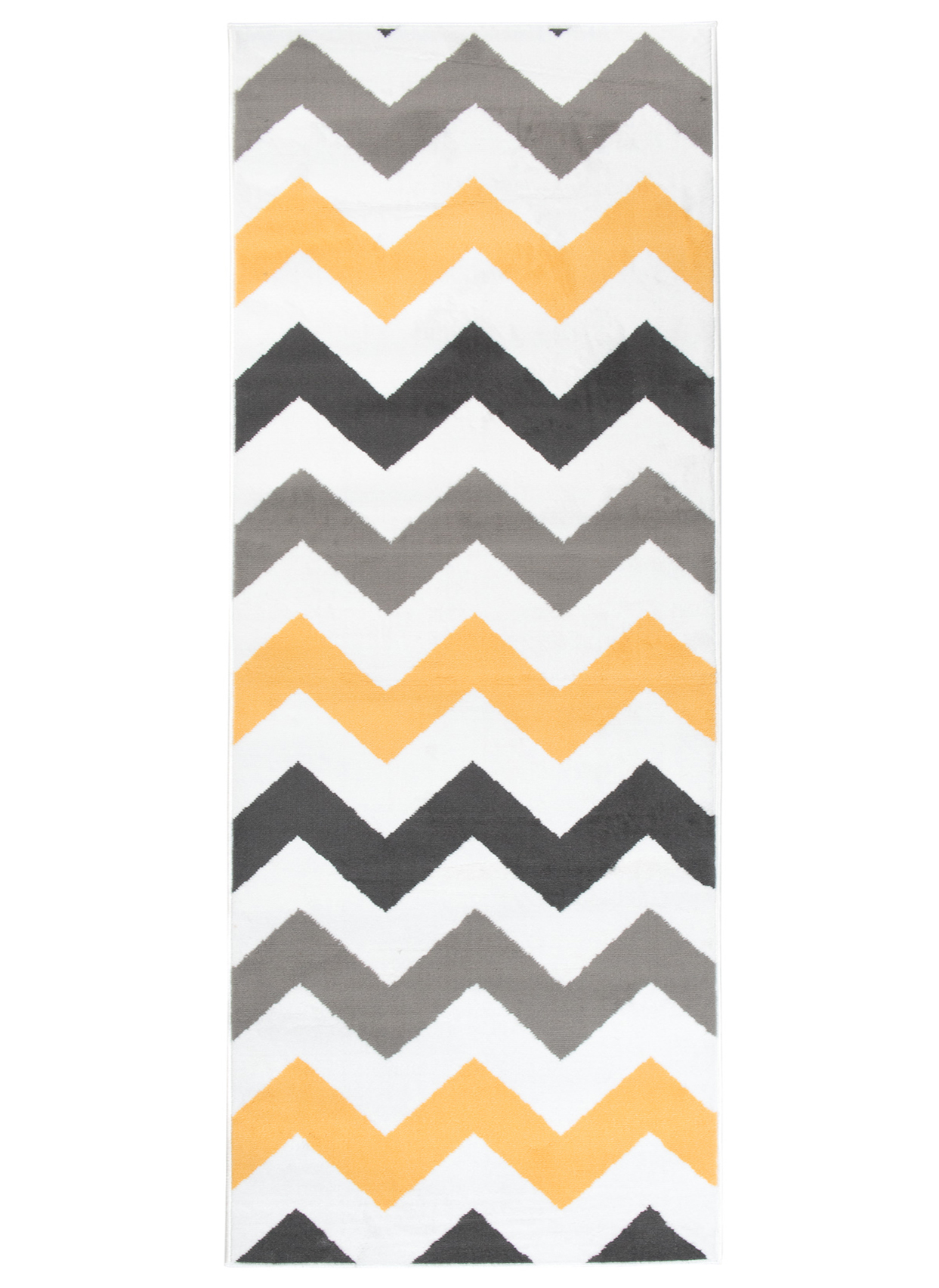 Tapis de Couloir Maya Gris Jaune Géométrique en Zigzag