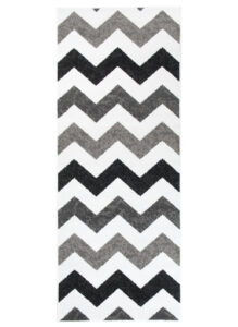 Tapis de Couloir Maya Gris Noir Géométrique en Zigzag