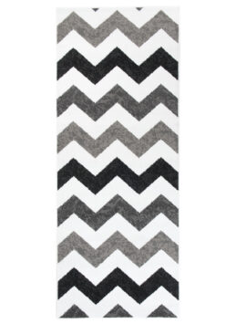 Tapis de Couloir Maya Gris Noir Géométrique en Zigzag