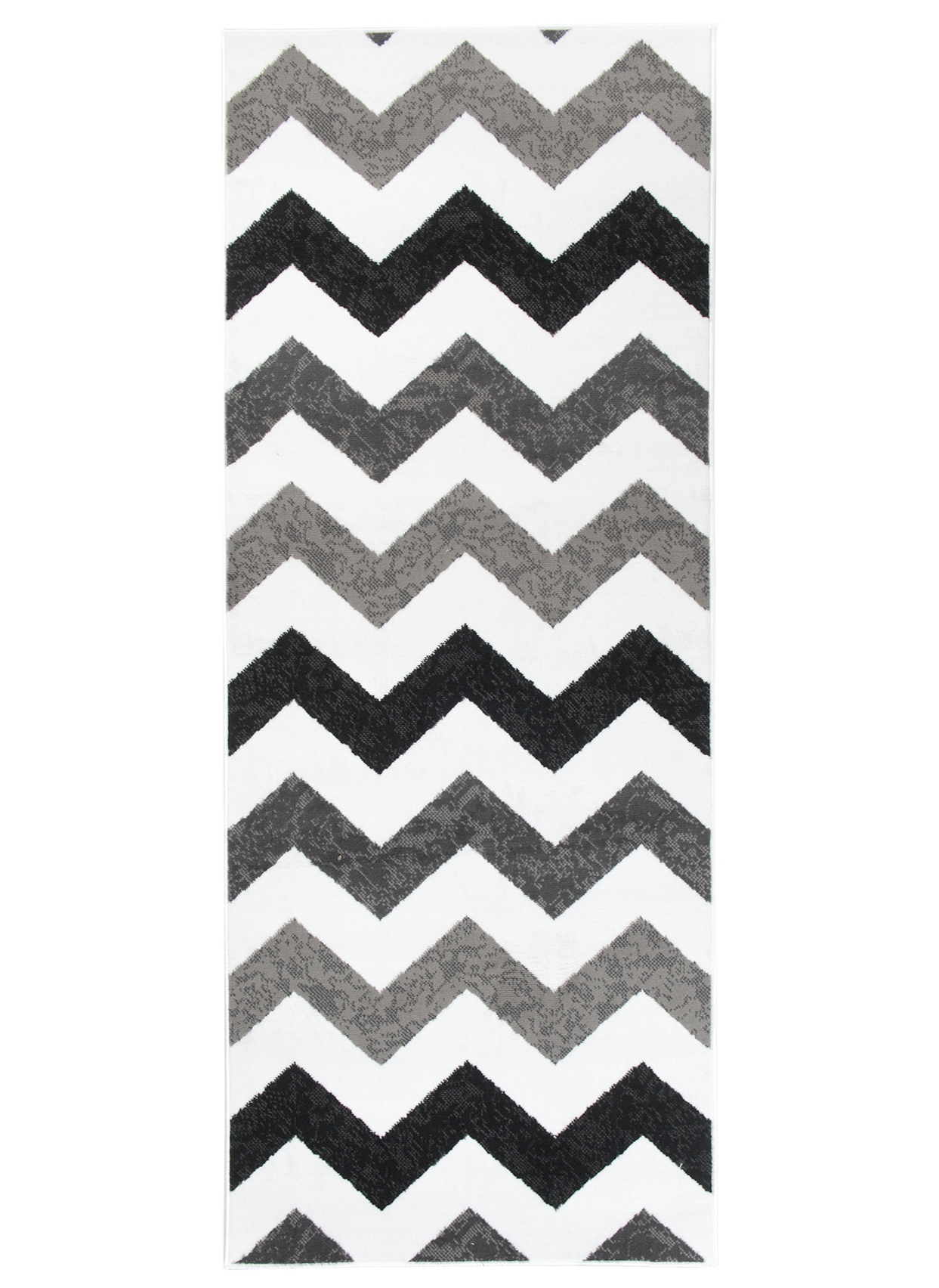 Tapis de Couloir Maya Gris Noir Géométrique en Zigzag