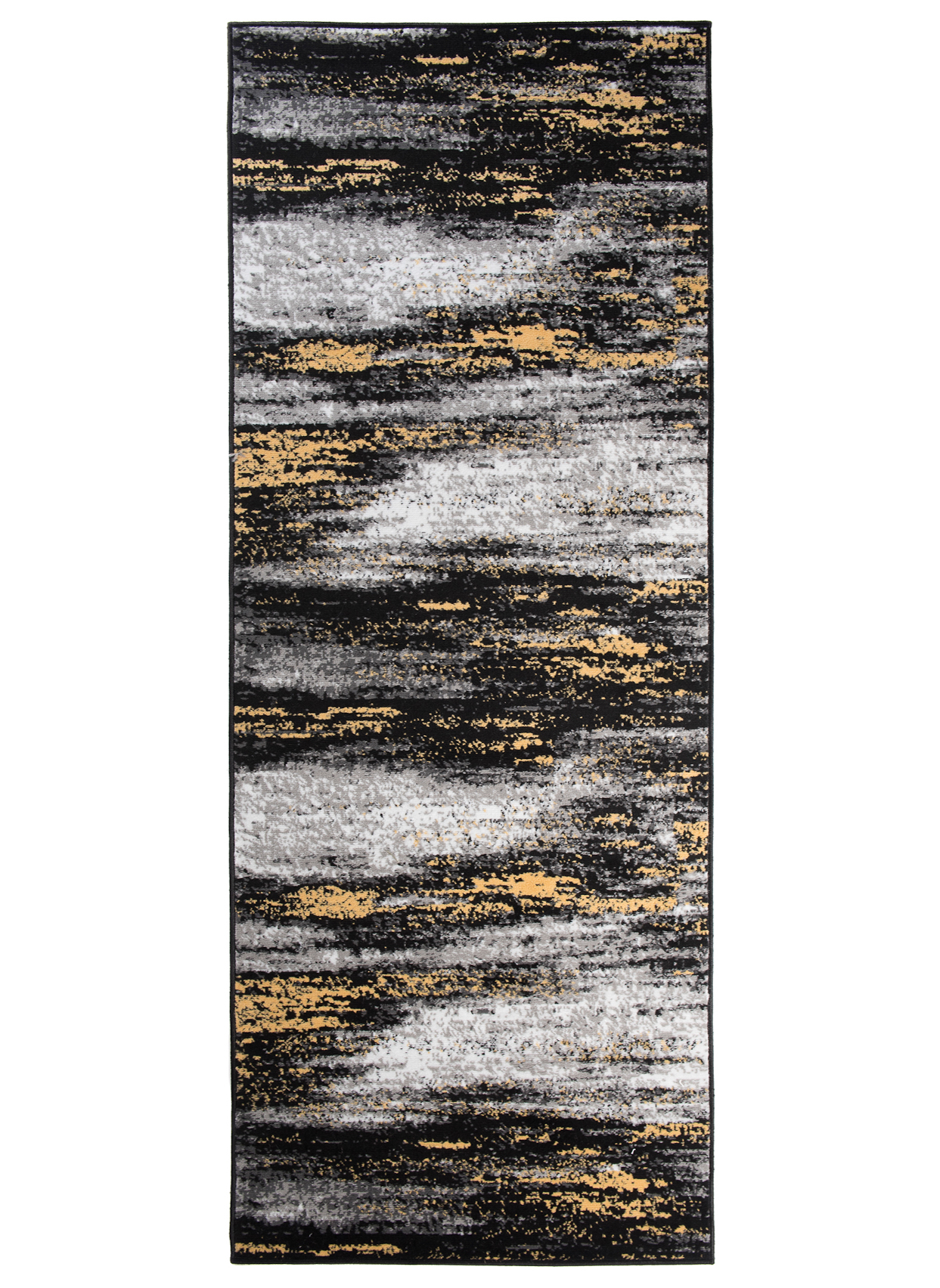 Tapis de Couloir Maya Gris Noir Jaune Abstrait