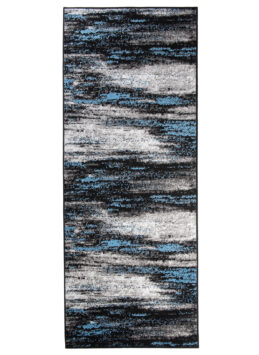 Tapis de Couloir Maya Gris Noir Bleu Abstrait