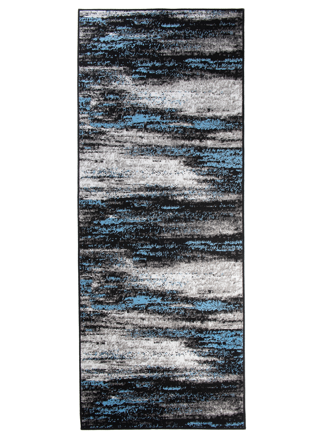 Tapis de Couloir Maya Gris Noir Bleu Abstrait