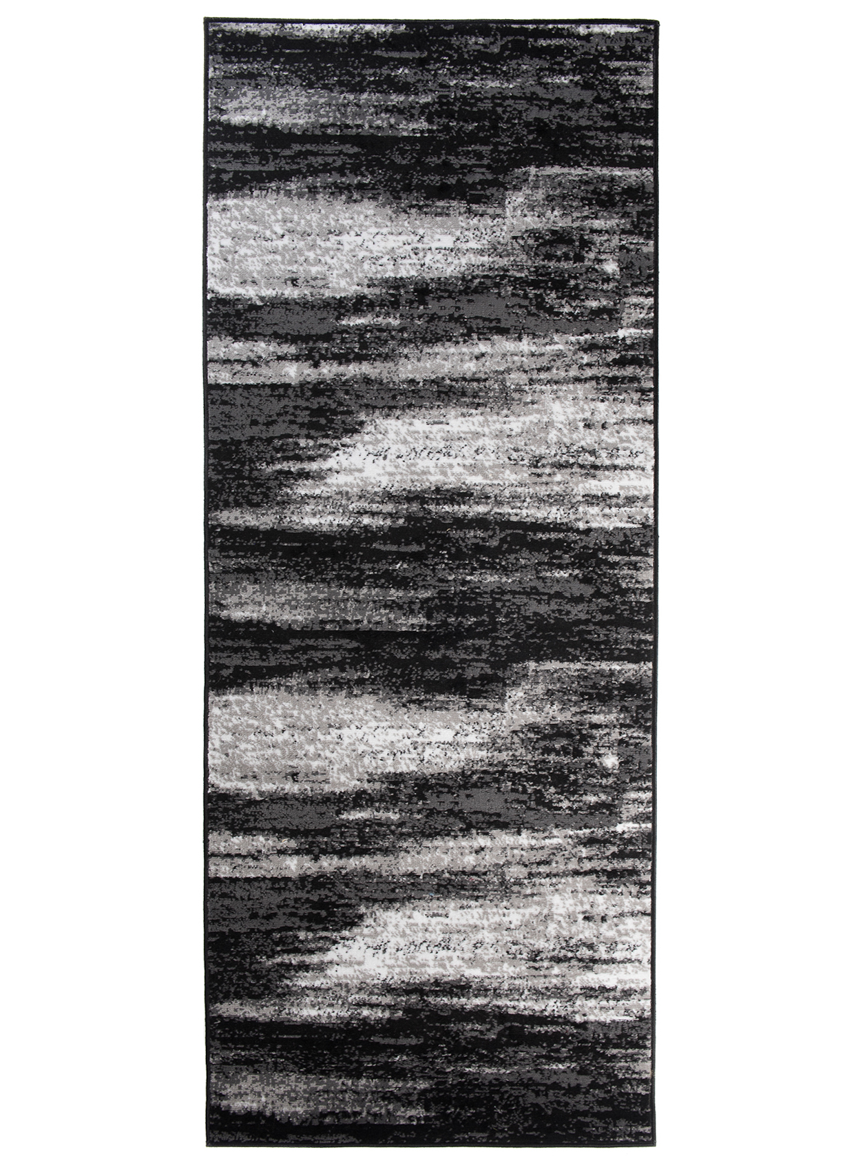 Tapis de Couloir Maya Gris Noir Abstrait