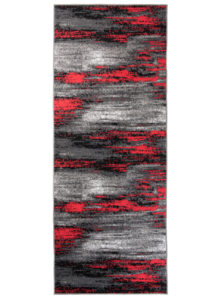 Tapis de Couloir Maya Gris Noir Rouge Abstrait