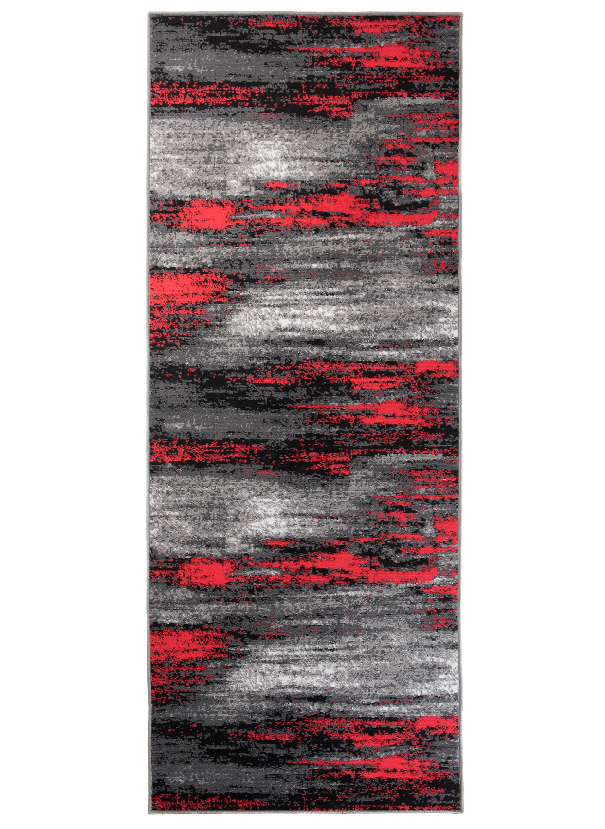 Tapis de Couloir Maya Gris Noir Rouge Abstrait