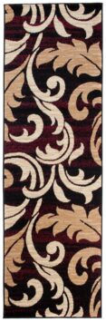 Tapis de couloir Dream Bordeaux Crème Ornements Feuilles
