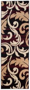 Tapis de couloir Dream Bordeaux Crème Ornements Feuilles