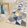 Tapis de couloir Lazur Gris Jaune Bleu Triangles