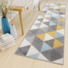 Tapis de couloir Lazur Gris Jaune Turquoise Triangles