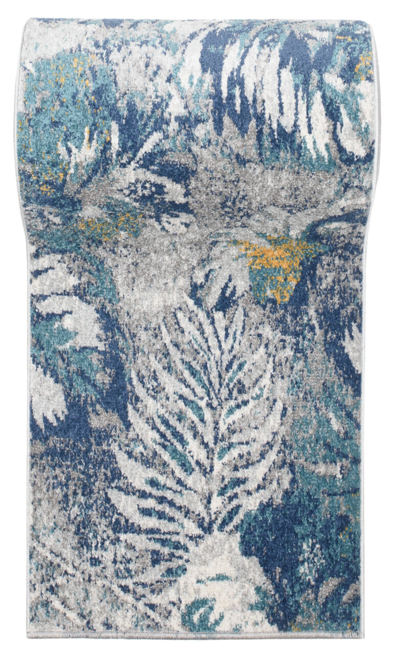 Tapis de couloir Lazur Bleu Marine Feuilles