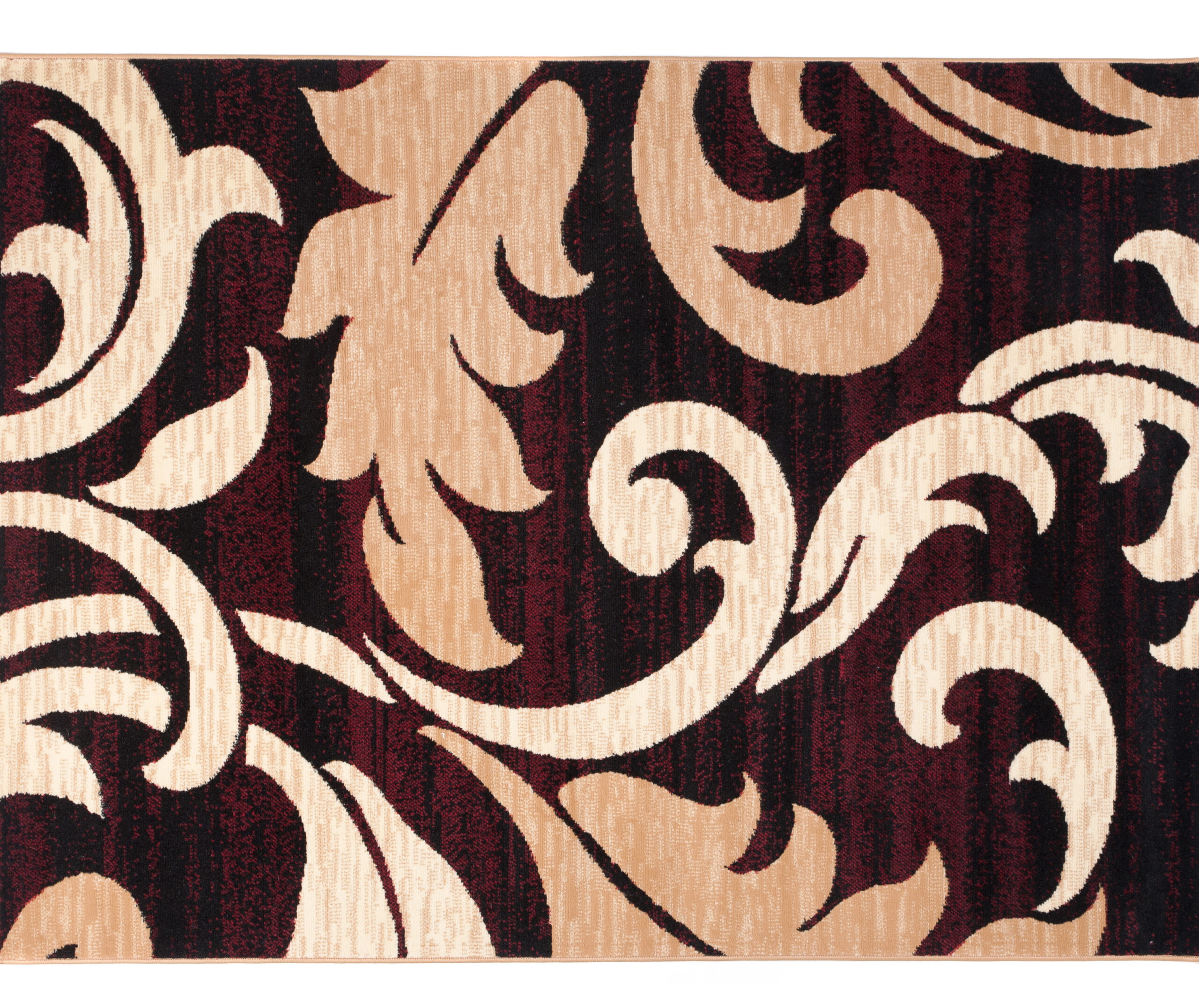 Tapis de couloir Dream Bordeaux Crème Ornements Feuilles